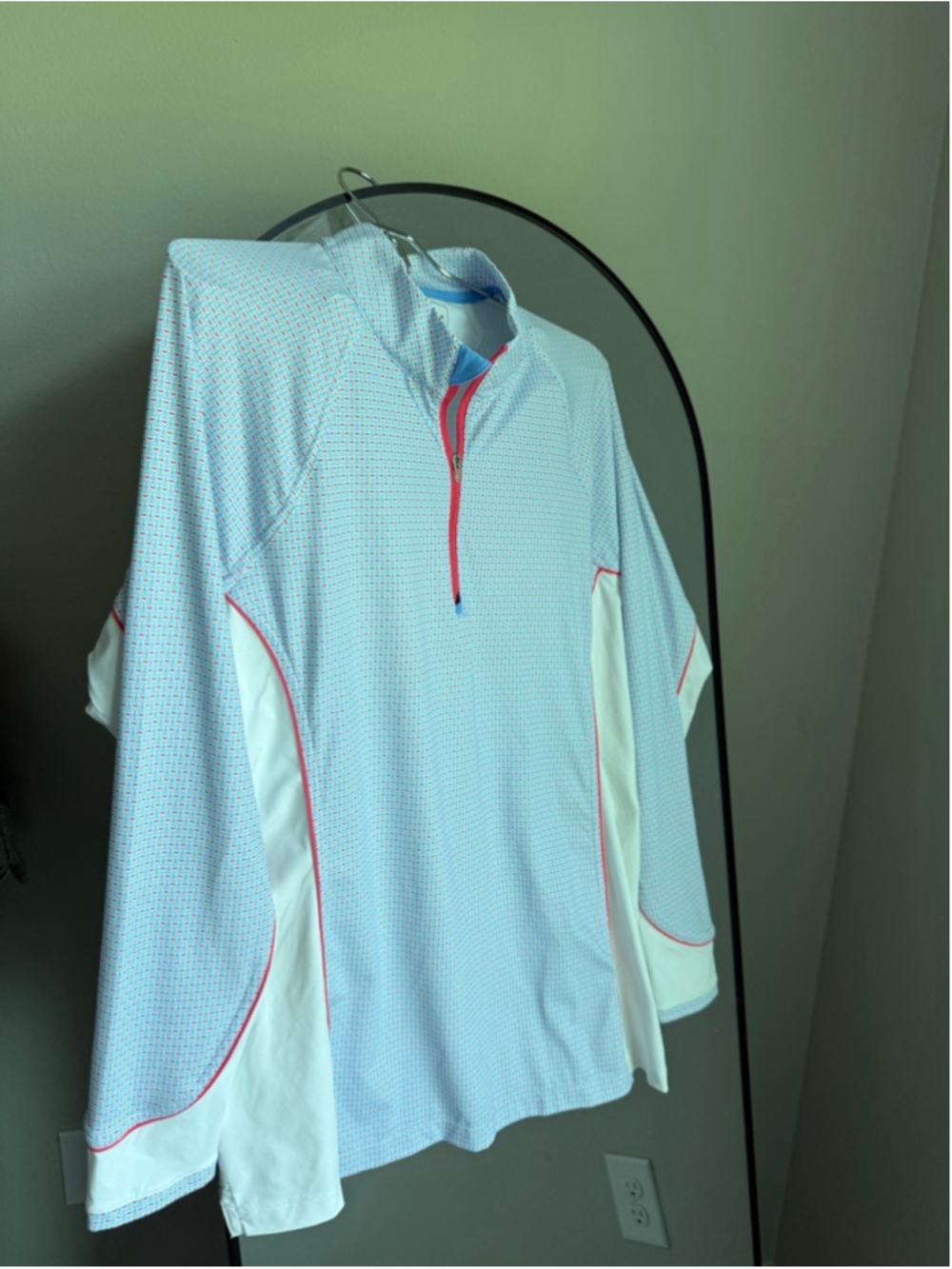 Women's Peter Millar Long Sleeve Tee L Light Blue White